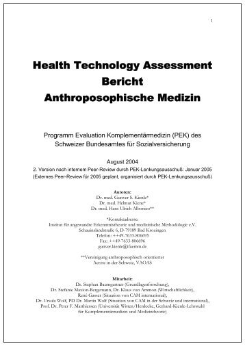 Health Technology Assessment Bericht ... - IFAEMM