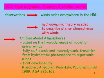 VII. Hydrodynamic theory of stellar winds