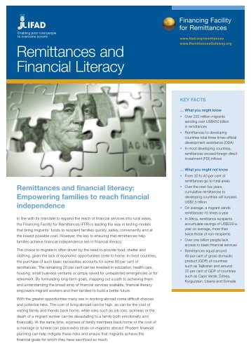 Remittances and financial literacy: Empowering families to ... - IFAD