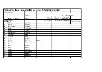 Klinischer Tag - Integriertes Seminar Allgemeinmedizin