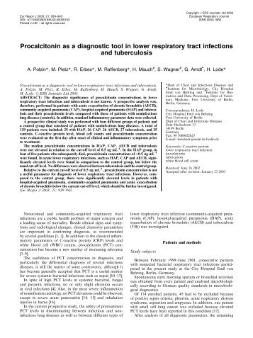 Procalcitonin as a diagnostic tool in lower respiratory tract infections ...