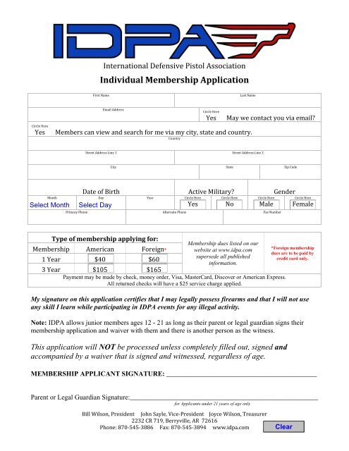 New Membership Application - IDPA.com