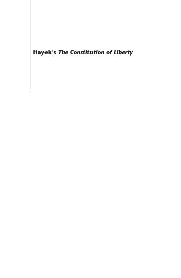 Hayek's The Constitution of Liberty - Institute of Economic Affairs