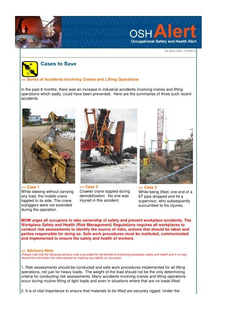 Series of Accidents involving Cranes and Lifting Operations In the ...