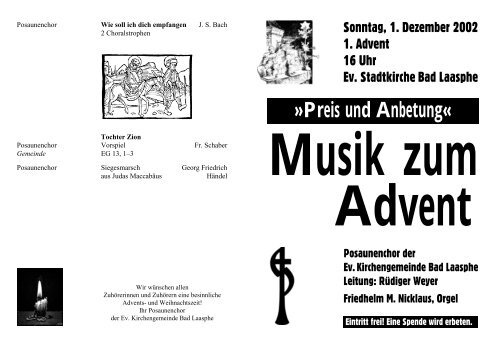 Preis und Anbetung« Musik zum Advent - Posaunenchor Bad Laasphe