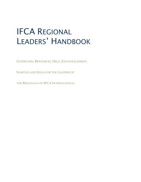 IFCA REGIONAL LEADERS' HANDBOOK - IFCA International