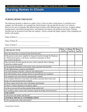INFECTION CONTROL CHECKLIST Nursing Department ...