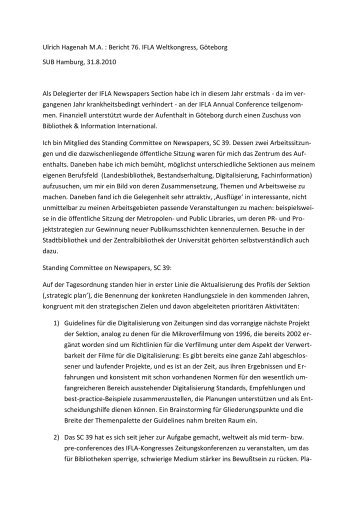 Bericht Ulrich Hagenah - Die IFLA in Deutschland