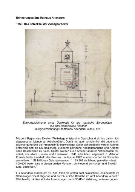 Thementafel: Das Schicksal der Zwangsarbeiter ... - Attendorn