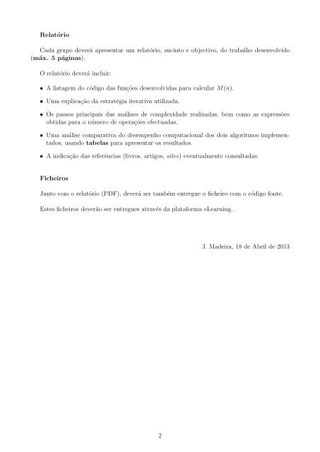 Enunciado para o 2o trabalho prÃ¡tico (PDF) - Sweet - Universidade ...
