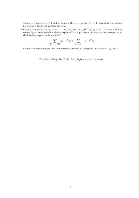 Mathematical Optimization â Assignment 2 - IFOR