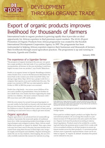 Export of organic products improves livelihood for thousands ... - ifoam