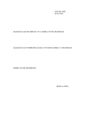 eas 456: 2007 ics 67.020 akaranga ko mu bihugu vya afrika ... - ifoam