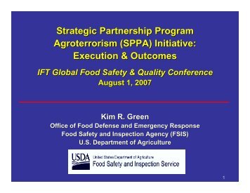Strategic Partnership Program Agroterrorism (SPPA) Initiative ...