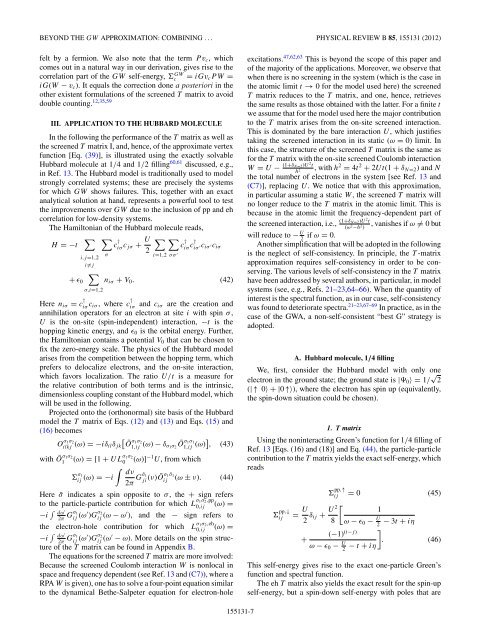Beyond the GW approximation - APS Link Manager - American ...