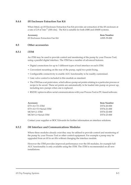 Edwards iH Dry Pumping Systems, iH80, iH600, iH1000