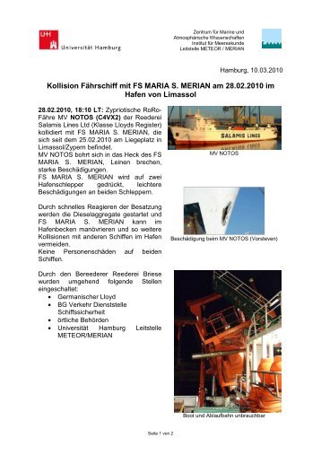 Kollision MSM in Limassol_PresseerklÃ¤rung