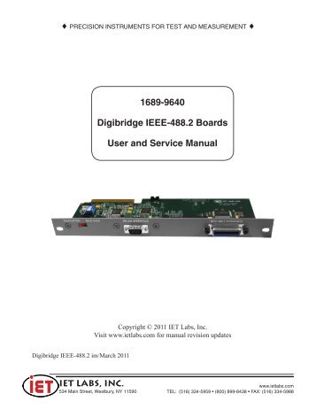 1689-9640 Digibridge IEEE-488.2 Boards User and ... - IET Labs, Inc.