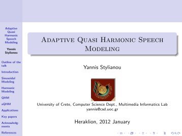 Adaptive Quasi Harmonic Speech Modeling - ICS - Foundation for ...