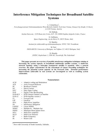 Interference Mitigation Techniques for Broadband Satellite Systems