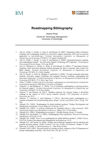 Roadmapping Bibliography - Phaal 19-3-13 - Institute for ...