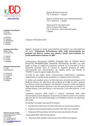 Spett.le Direzione Generale P.O. S. Salvatore – L'Aquila ... - IG-IBD