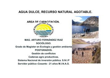 AGUA DULCE, RECURSO NATURAL AGOTABLE. - IESTP Oyon