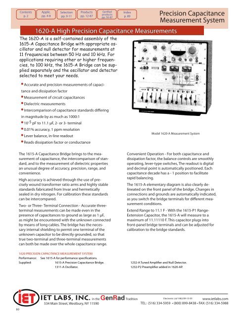 Precision Capacitance Measurement System - IET Labs, Inc.