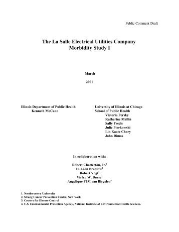 The La Salle Electrical Utilities Company Morbidity Study I - Illinois ...