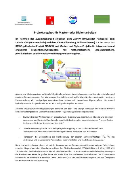 Projektangebot fÃ¼r Master- oder Diplomarbeiten - ZMAW