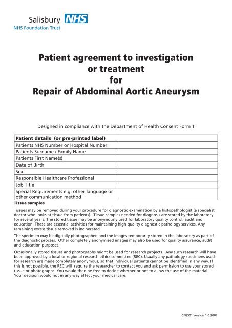 Abdominal Aortic Aneurysm Repair Consent - ICID