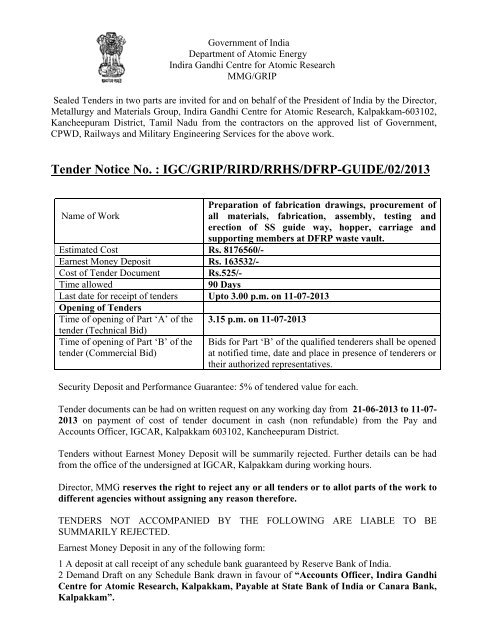 IGC/GRIP/RIRD/RRHS/DFRP-GUIDE/02/2013 - igcar