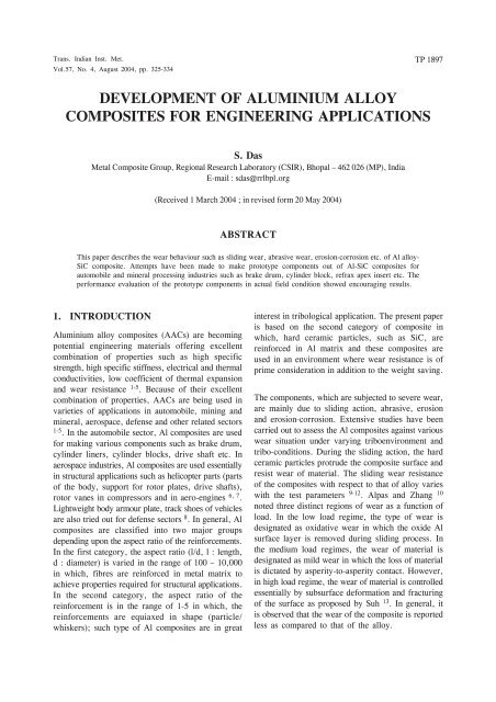 Development and applicability of Aluminium - Copper alloy