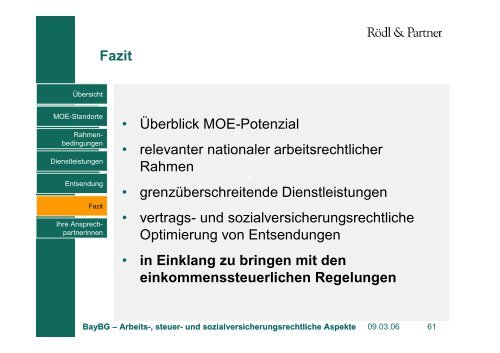 Grundsätze der Entsendung