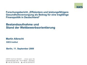 Dr. Martin Albrecht, Gutachter - IGES Institut GmbH