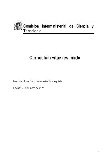 Curriculum vitae resumido - Instituto GeolÃ³gico y Minero de EspaÃ±a