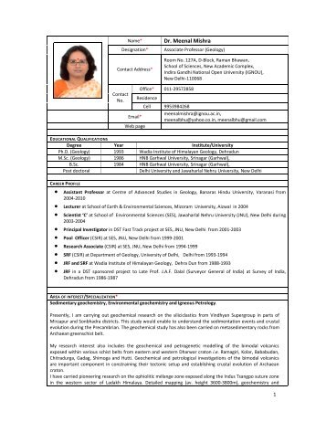 Dr. Meenal Mishra - IGNOU