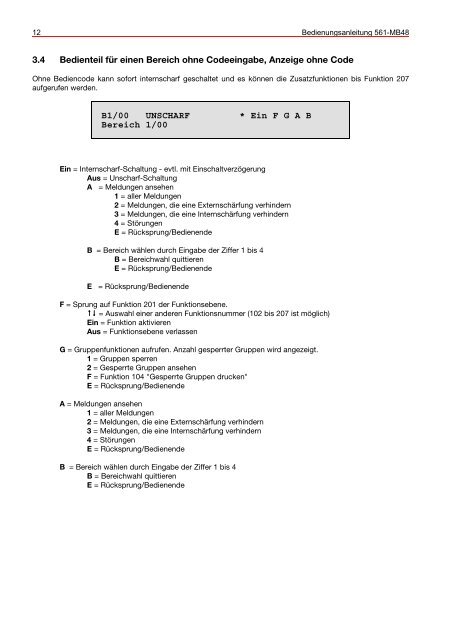 Honeywell - Einbruchmelderzentrale 561-MB48 - Bedienung (PDF)