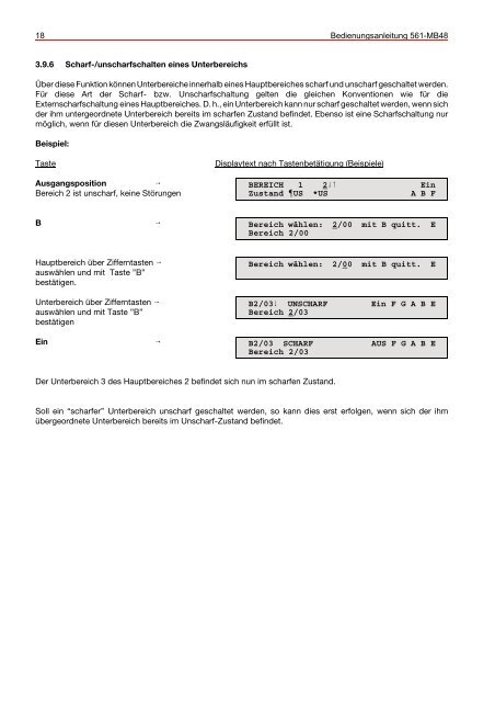 Honeywell - Einbruchmelderzentrale 561-MB48 - Bedienung (PDF)