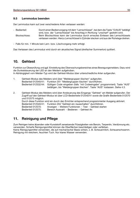 Honeywell - Einbruchmelderzentrale 561-MB48 - Bedienung (PDF)