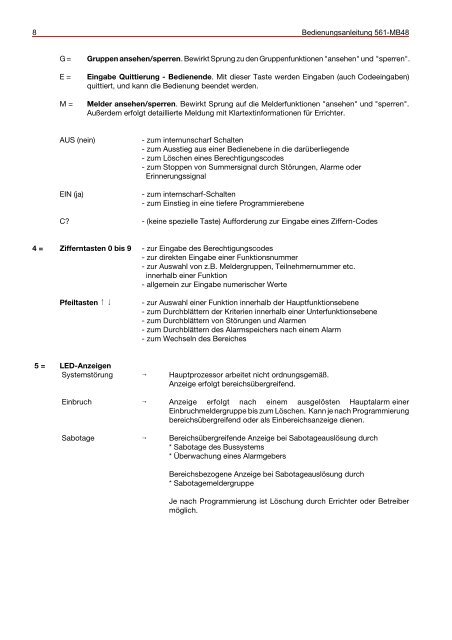 Honeywell - Einbruchmelderzentrale 561-MB48 - Bedienung (PDF)