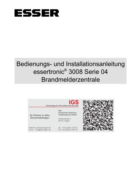 Brandmelderzentrale Essertronic 3008 - IGS-Industrielle ...