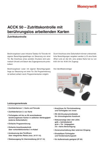 ACCK 50 â Zutrittskontrolle mit berÃ¼hrungslos arbeitenden Karten