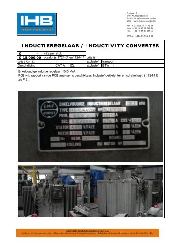 Inductie regelaar / Inductivity converter - IHB International