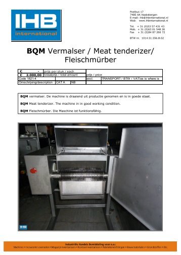 BQM Vermalser / Meat tenderizer/ Fleischmürber - IHB International