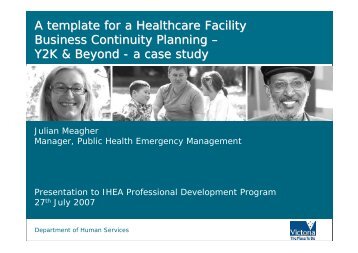 A Template for a HealthCare Facility Business Continuity Plan