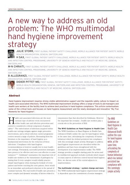 The WHO multimodal hand hygiene improvement strategy