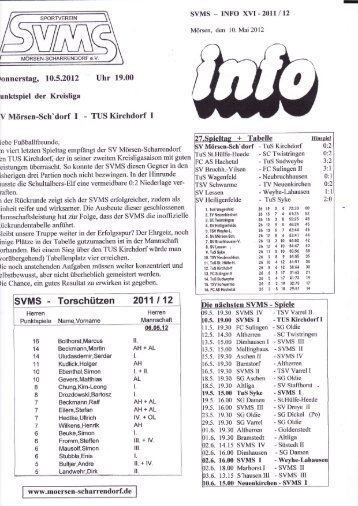 SVMS - Torschützen 2011 I 12 - SV Mörsen-Scharrendorf