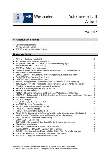 Newsletter AuÃenwirtschaft aktuell Mai 2012 - IHK Wiesbaden