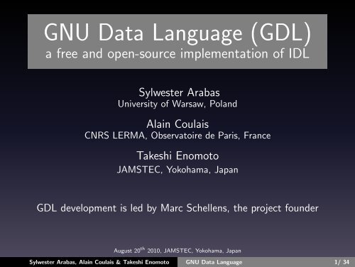 GNU Data Language (GDL) a free and open-source implementation ...